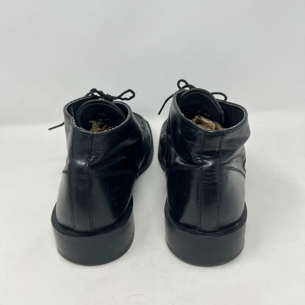 Bertini Men's Black Leather Boots Square‎ Toe Size 9-1/2 #00226